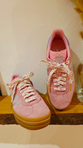 Lacets fleuris lilas/rose